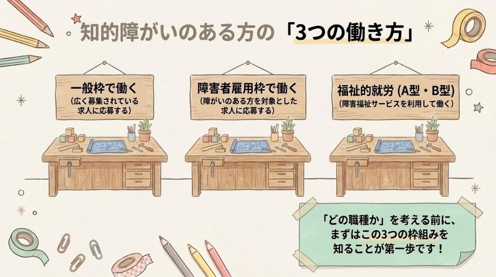 知的障がいのある方の3つの働き方