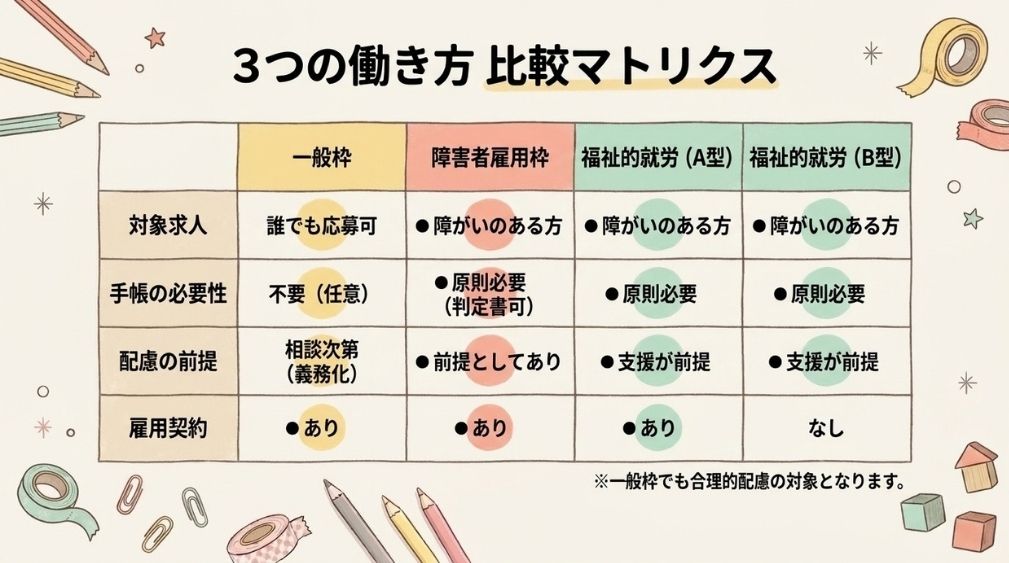 3つの働き方比較表